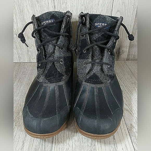 SPERRY TOP-SIDER SYREN GULF DUCK BOOT Black/Grey Plaid Sz 8 Womens - Picture 2 of 8